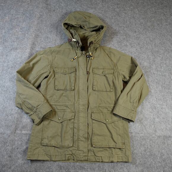 J. Crew Jacket Womens Medium Utility Military Hooded Green Chore Cargo - Picture 1 of 12